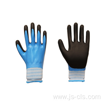 Nitrile Series Blue Black Nylon-Lined Foam Nitrile Gloves